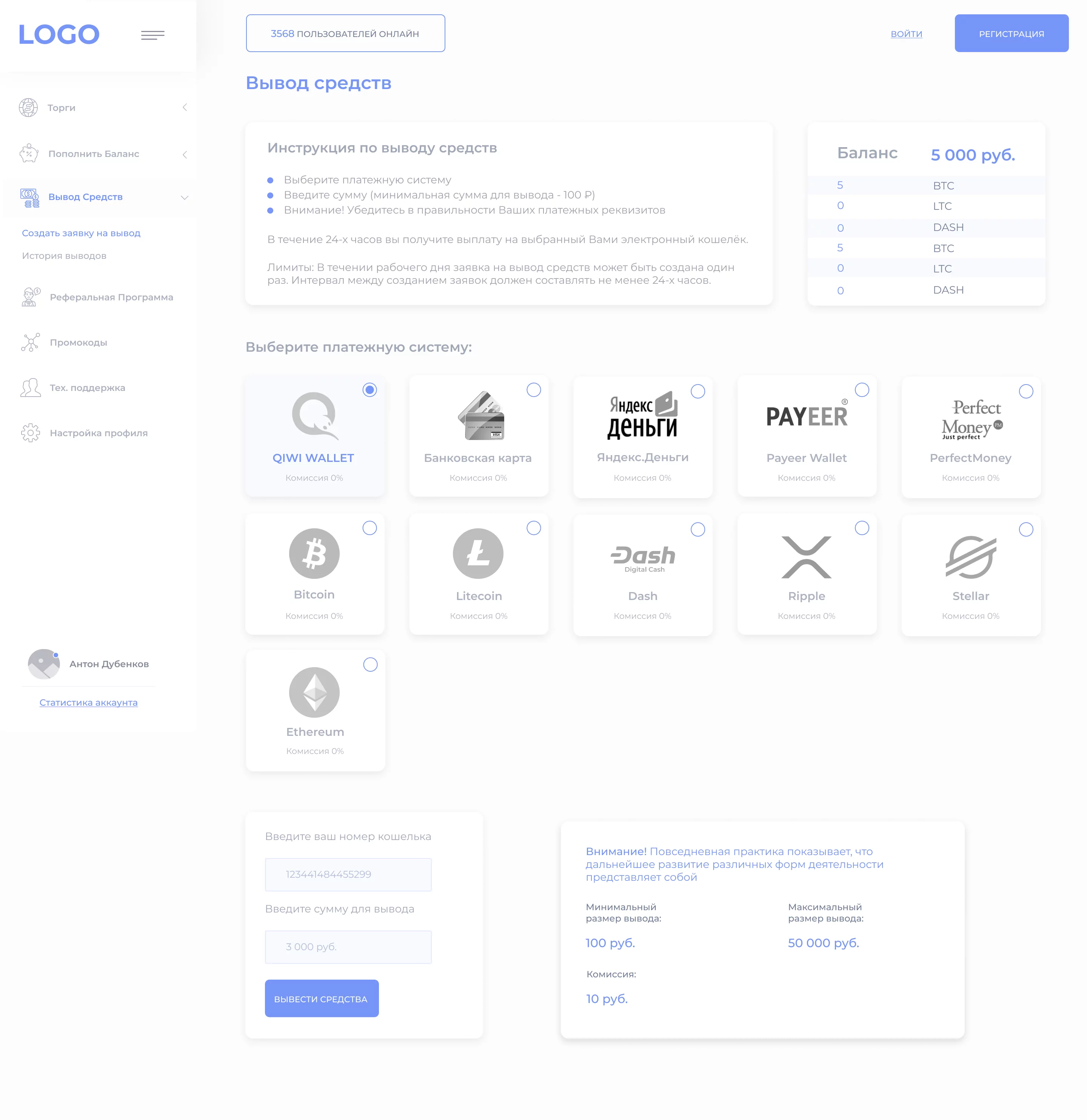 Вывод средств