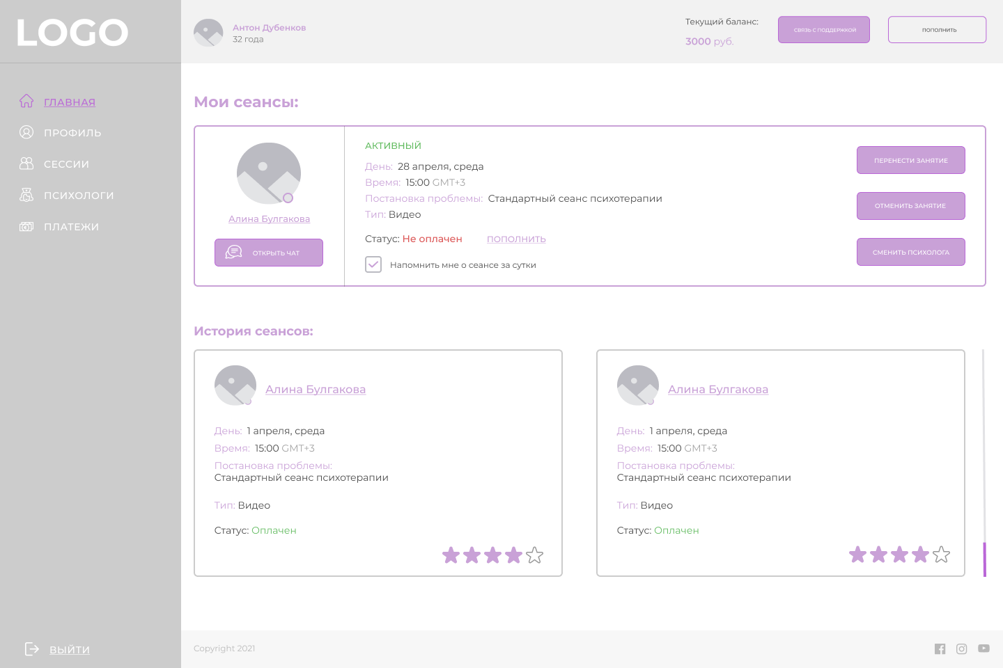 Главная пользователь
