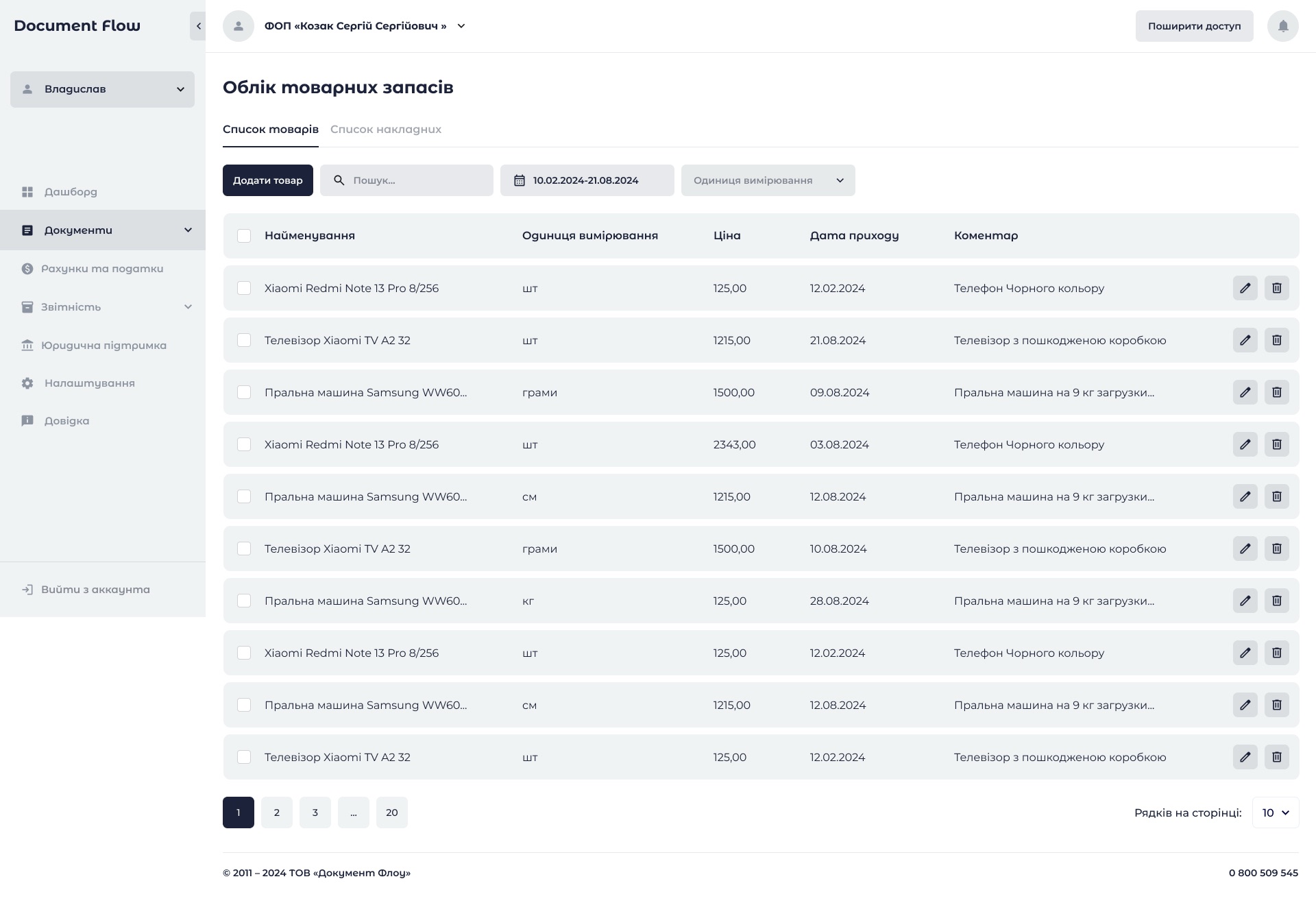 Document Flow_5.0_Inventory_Accounting_List of Products_1.0