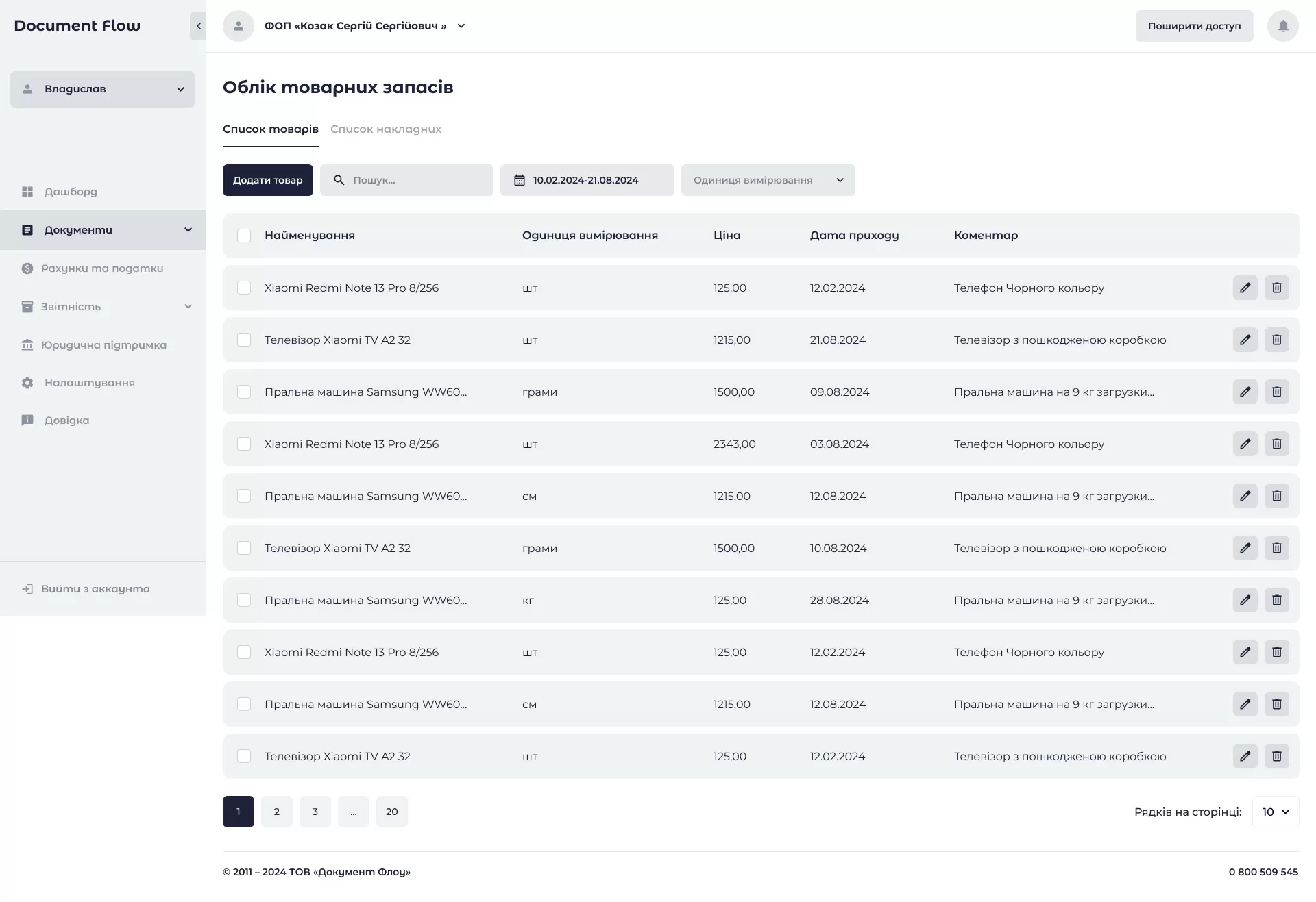 Document Flow_5.0_Inventory_Accounting_List of Products_1.0