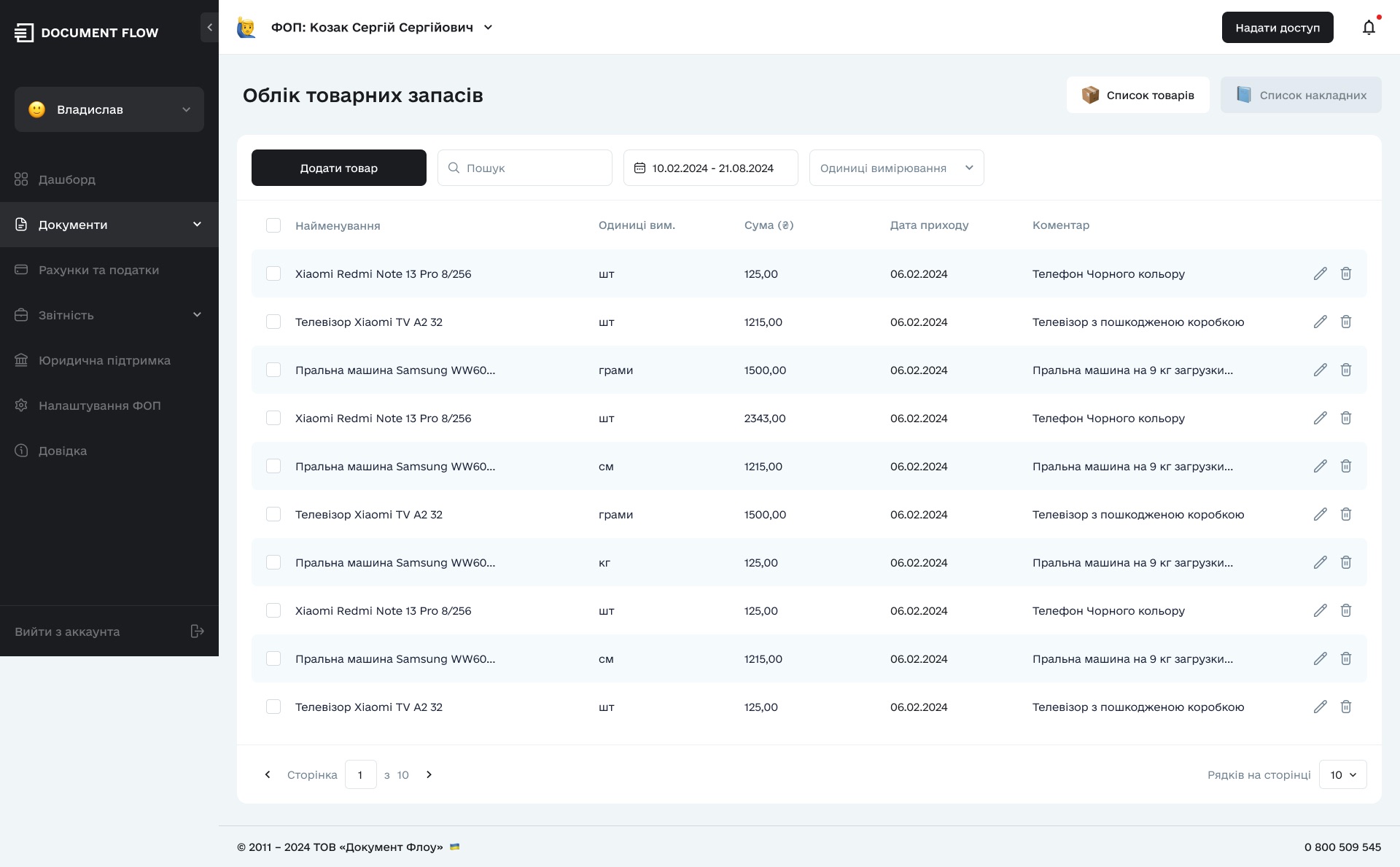 Document Flow_5.0_Inventory_Accounting_List of Products_1.0