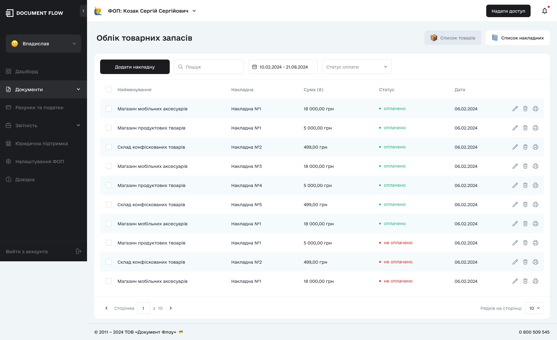 Document Flow_5.2_Inventory_Accounting_List of Invoices_1.0