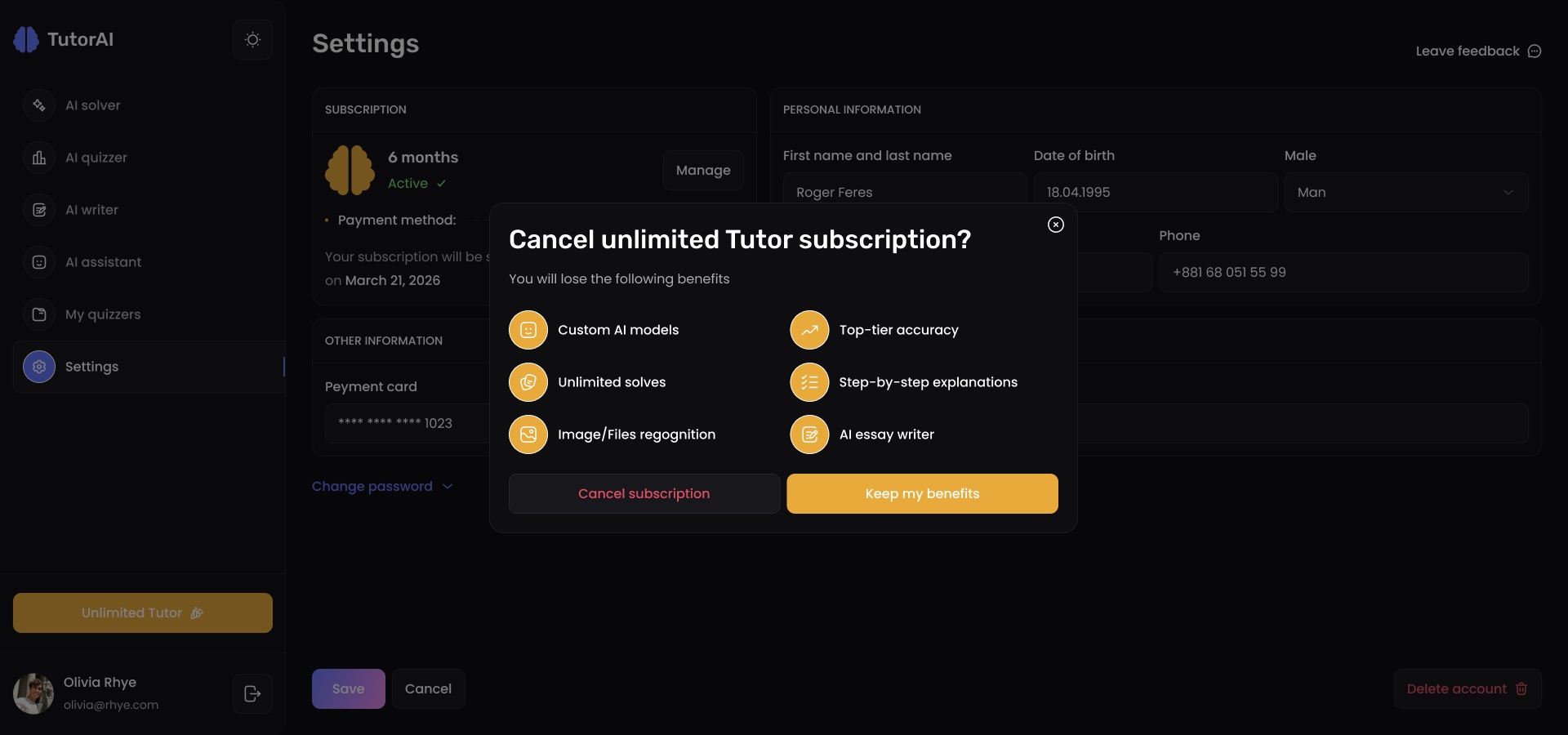 Cancel subscription