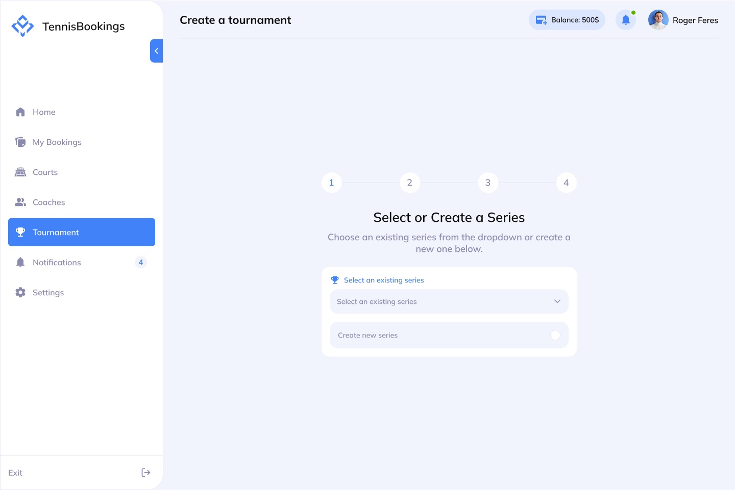 Create a tournament