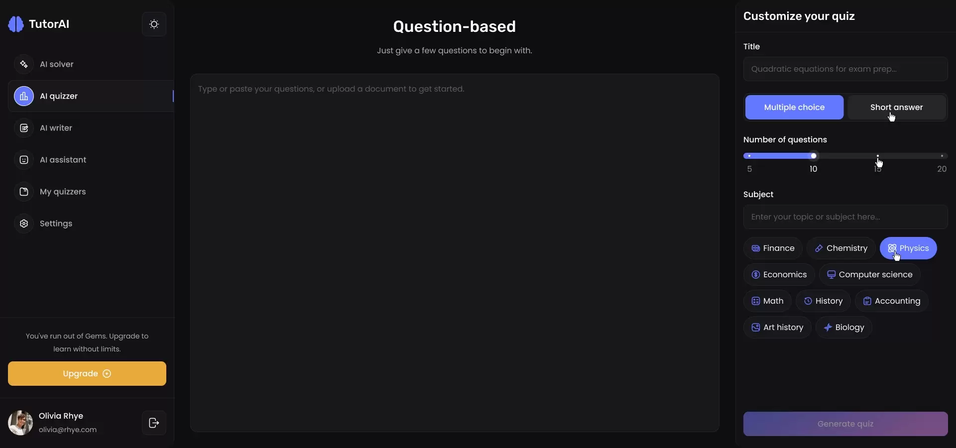 Generate quiz копія