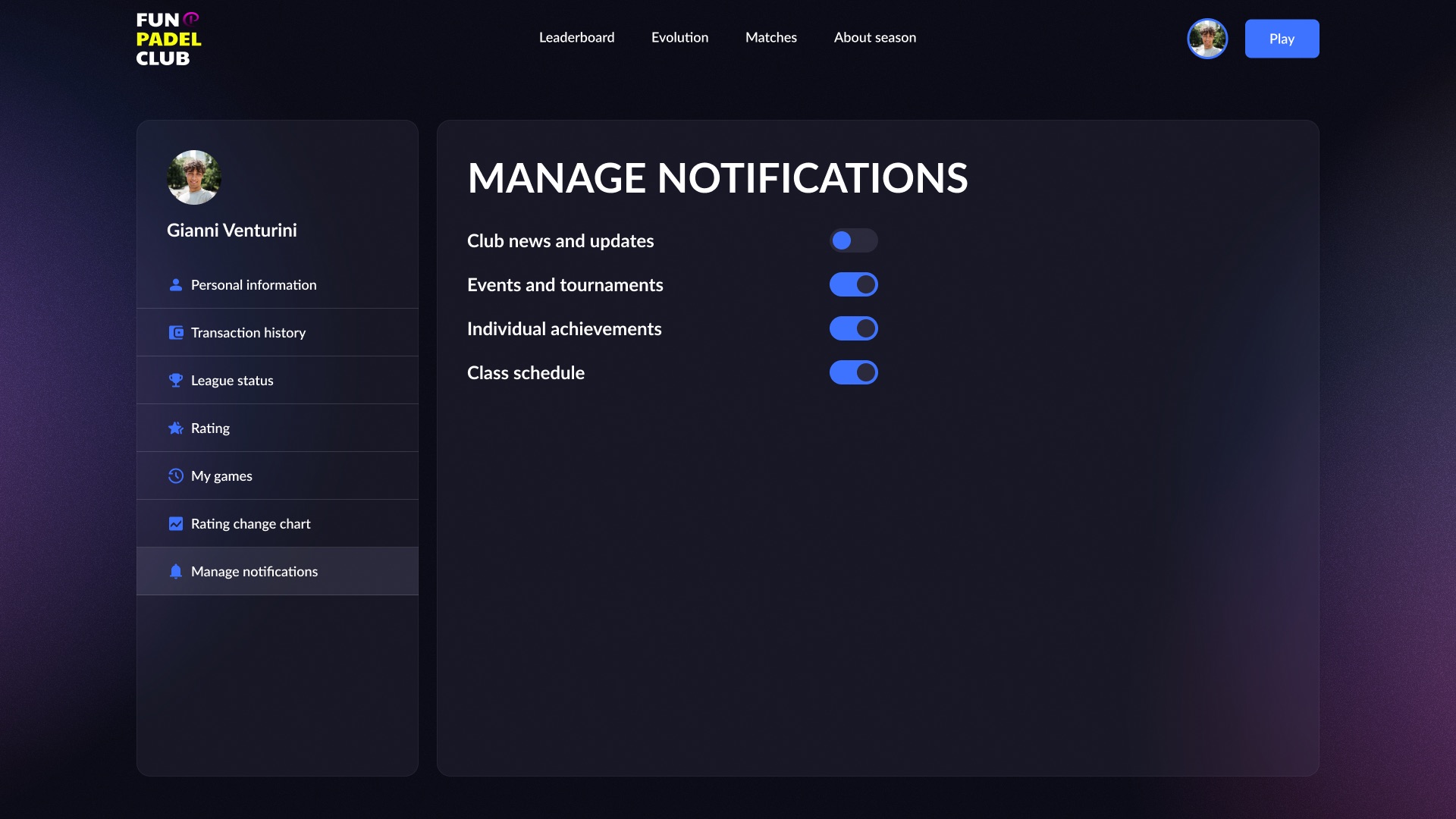 Manage notifications