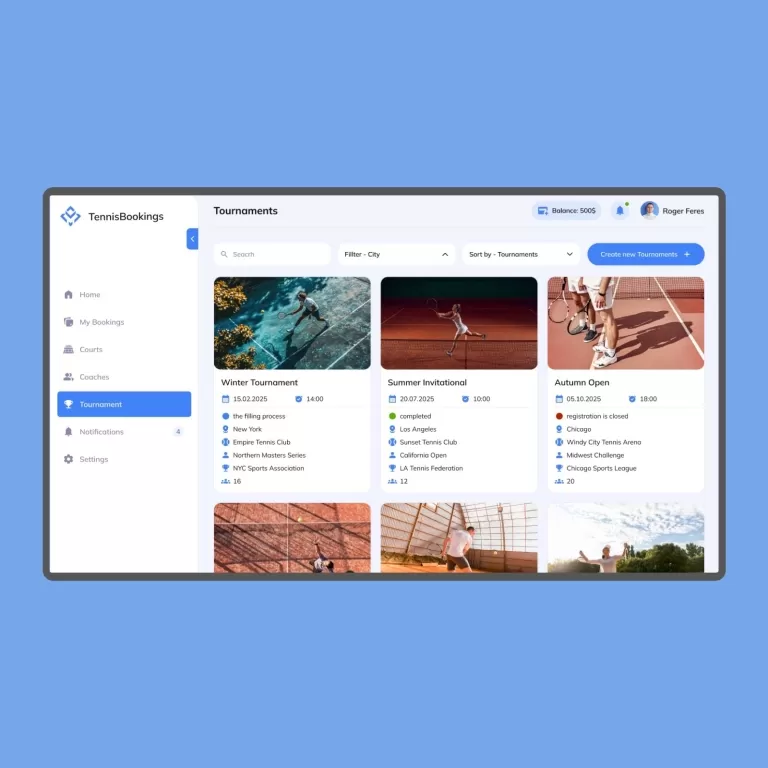 TennisBooking — Dashboards