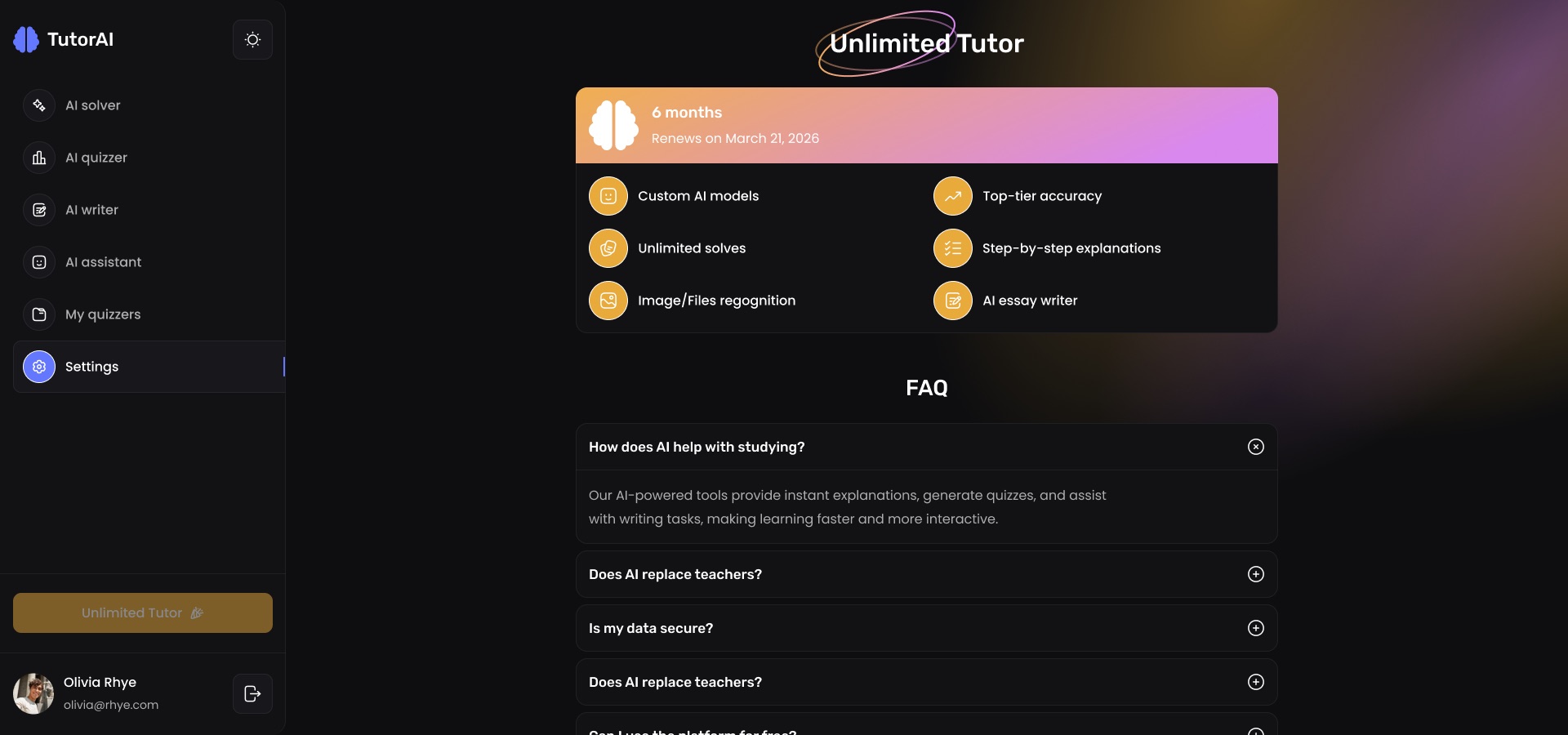 Unlimited tutor